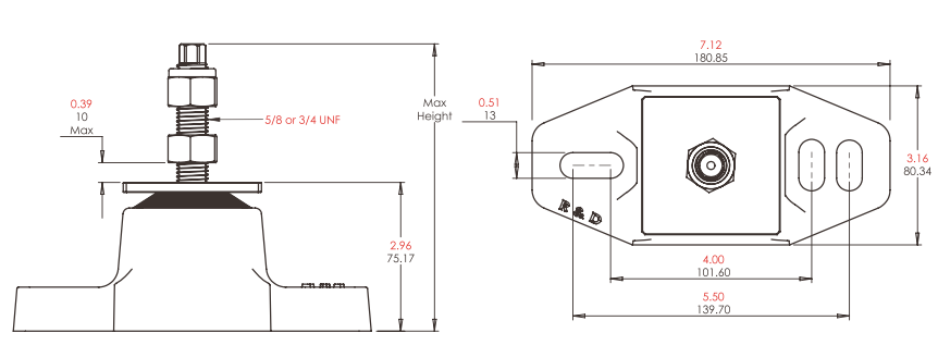 800-032 R&D Engine Mounts 46-190kg (100-420lbs) 5/8" UNF Double Acting