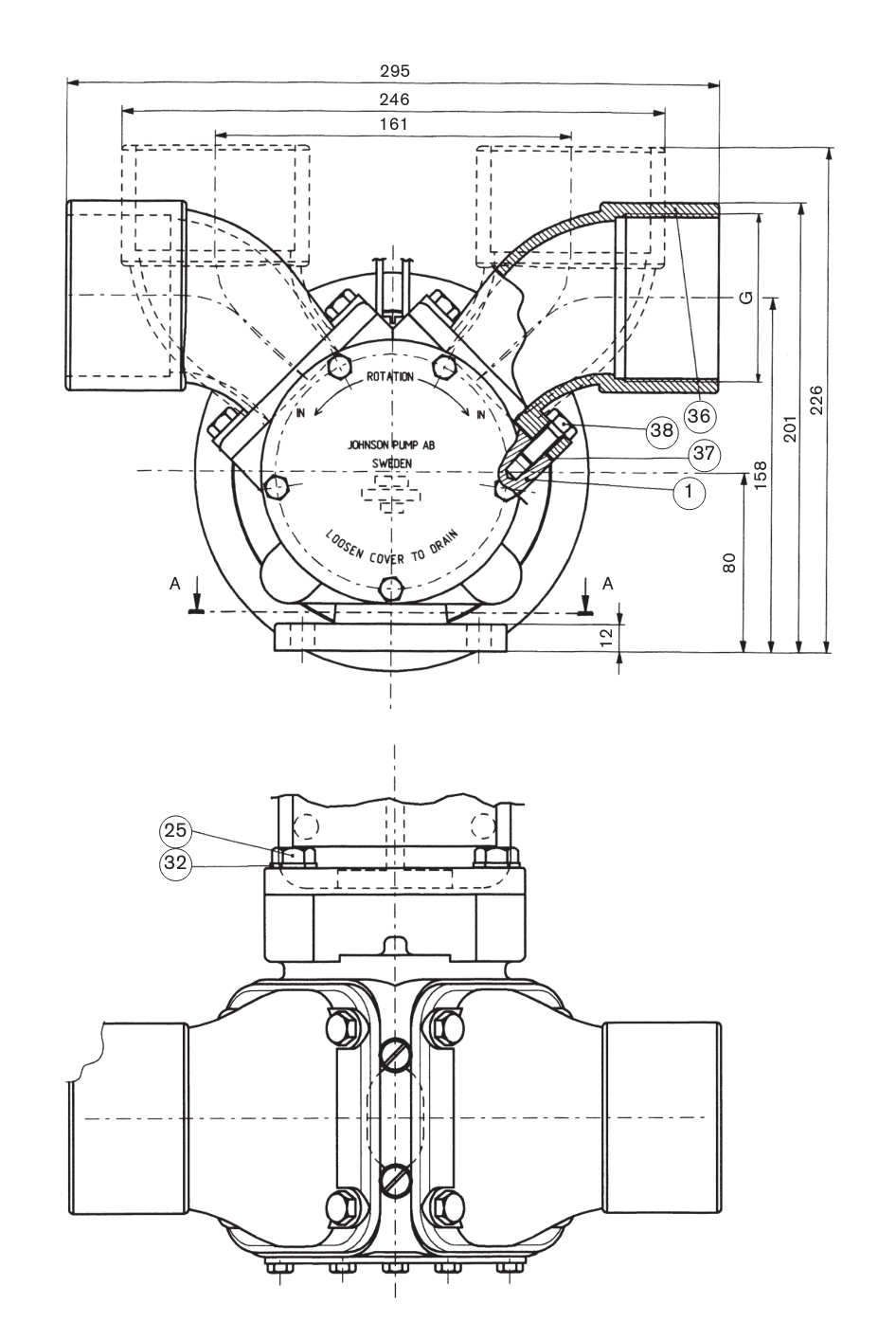 JOHNSON PUMP Extra Heavy Duty, High Flow Electro-Magnetic Clutch Pump F95B-5000