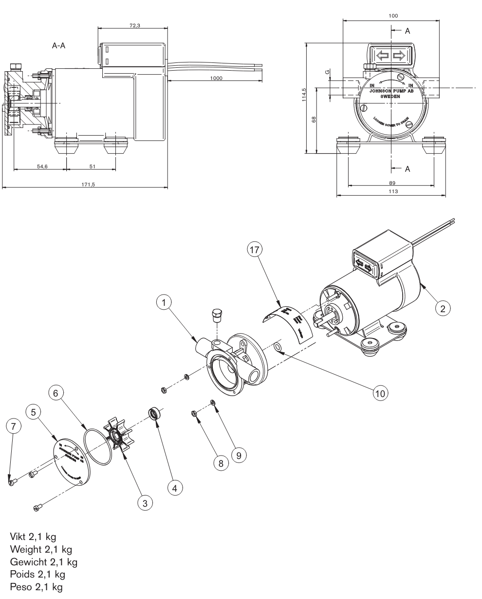 JOHNSON Flexible Impeller F3B-19 Oil Change Pump (12 & 24 Volt)
