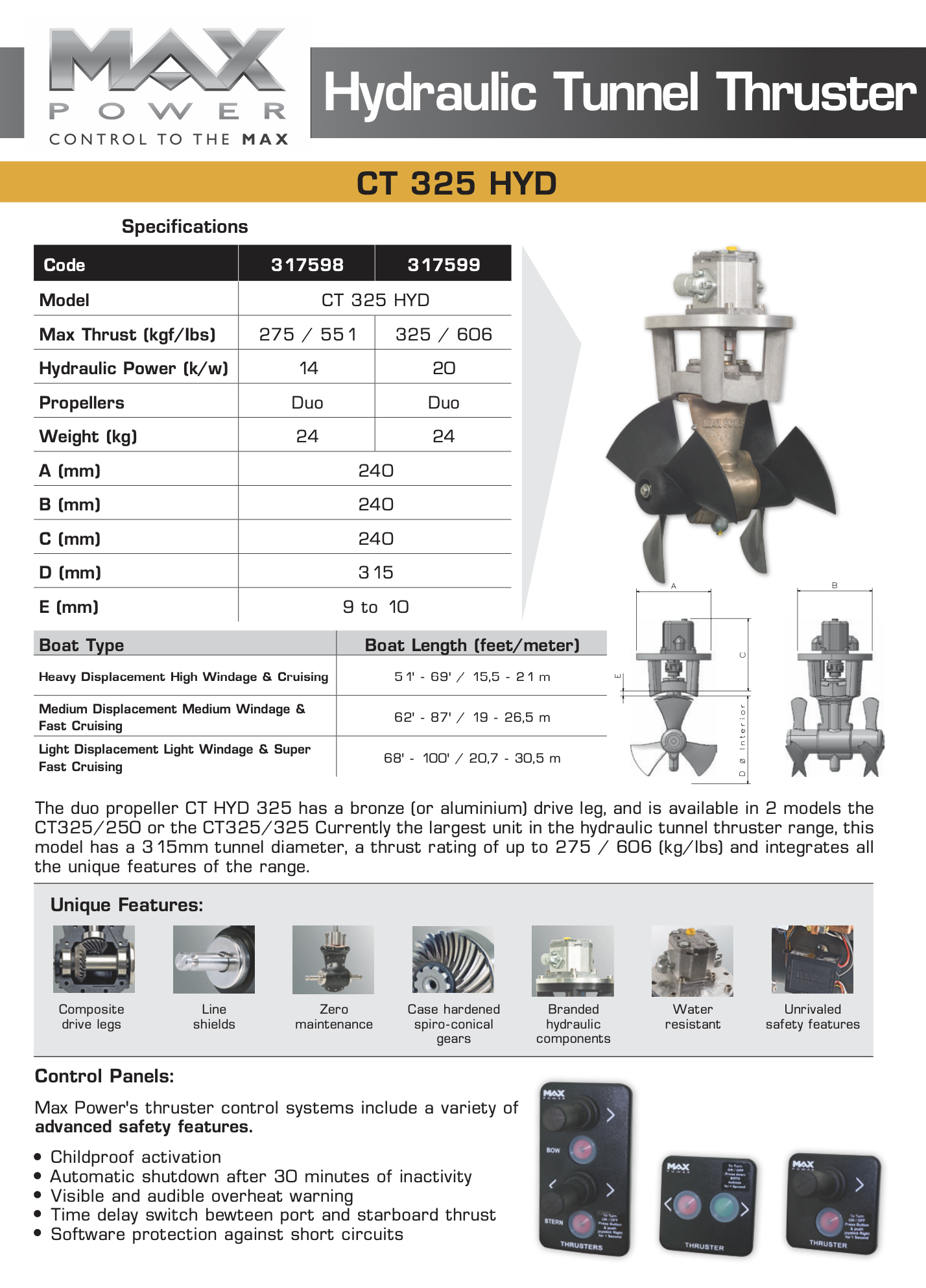 MAX POWER Thruster CT325 HYD
