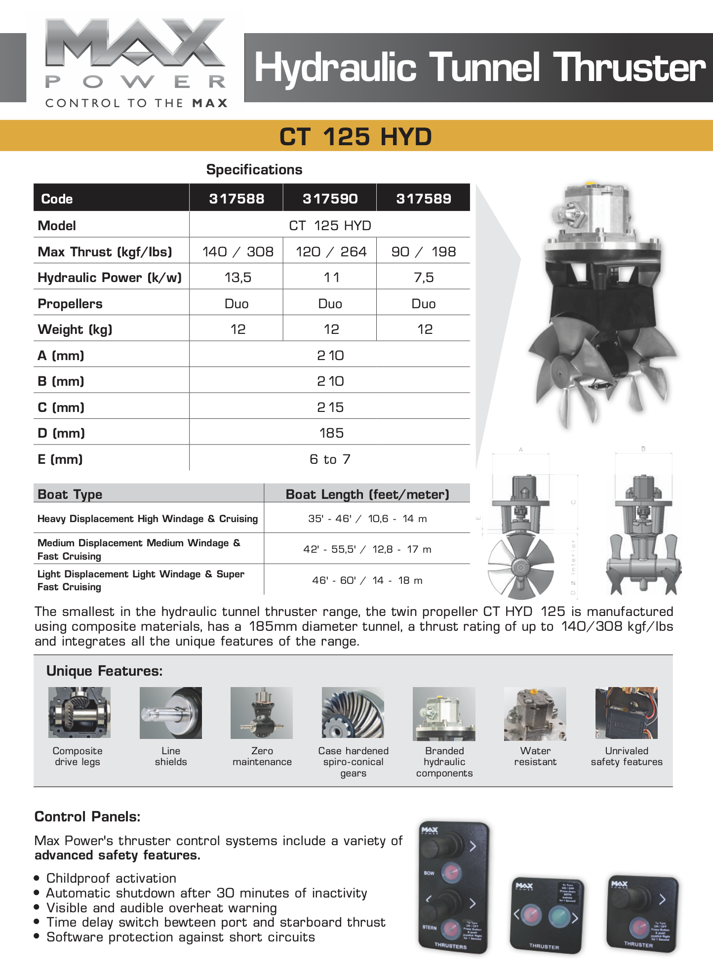 MAX POWER Thruster CT125 HYD