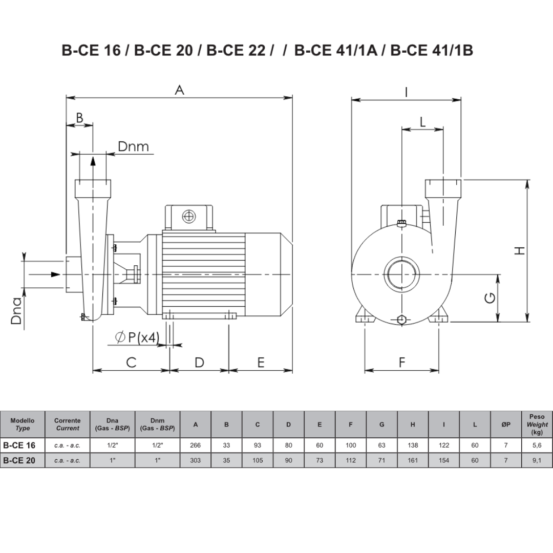 CEM Bronze Centrifugal Pump (BCE-22) | 240V AC / 110LPM / 1" Ports