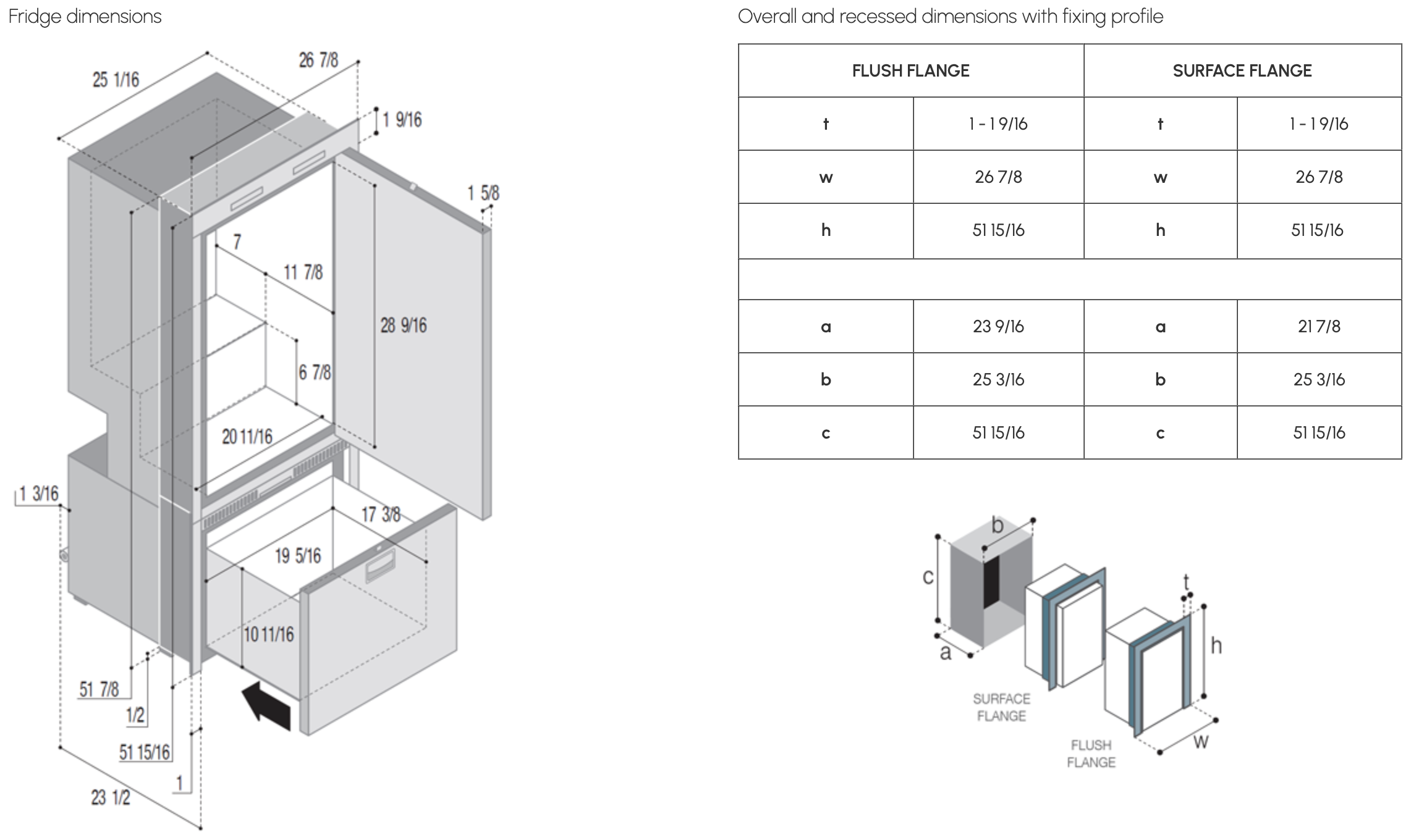 Vitrifrigo DW250 OCX2 RFX Single Door Fridge + Single Drawer Fridge (DC)