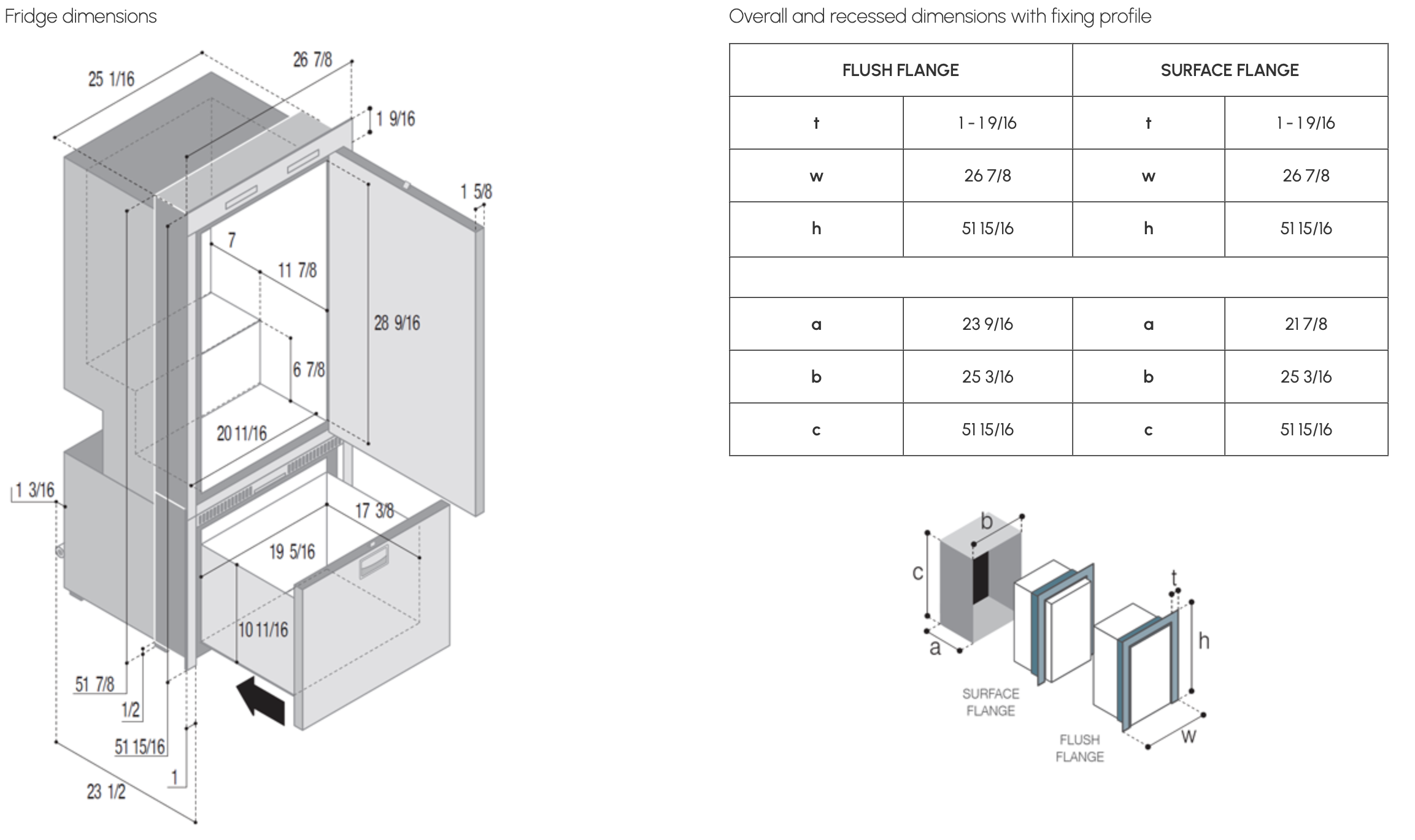 Vitrifrigo DW360 OCX2 BTX Single Door Fridge + Double Drawer Freezer (DC)