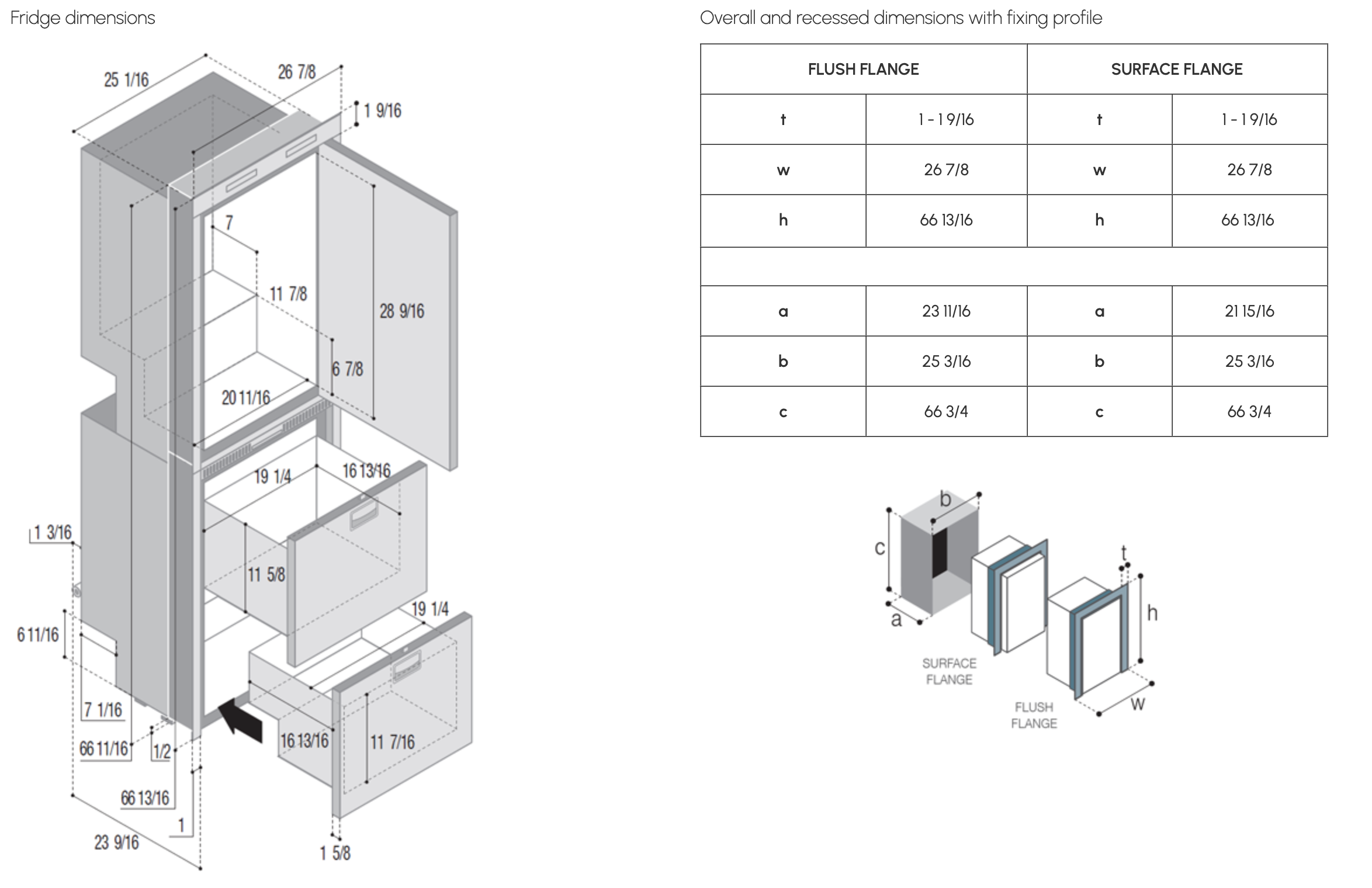 Vitrifrigo DW360 OCX2 BTX IM Single Door refrigerator + Double Drawer Freezer with Hydro Icemaker (AC)