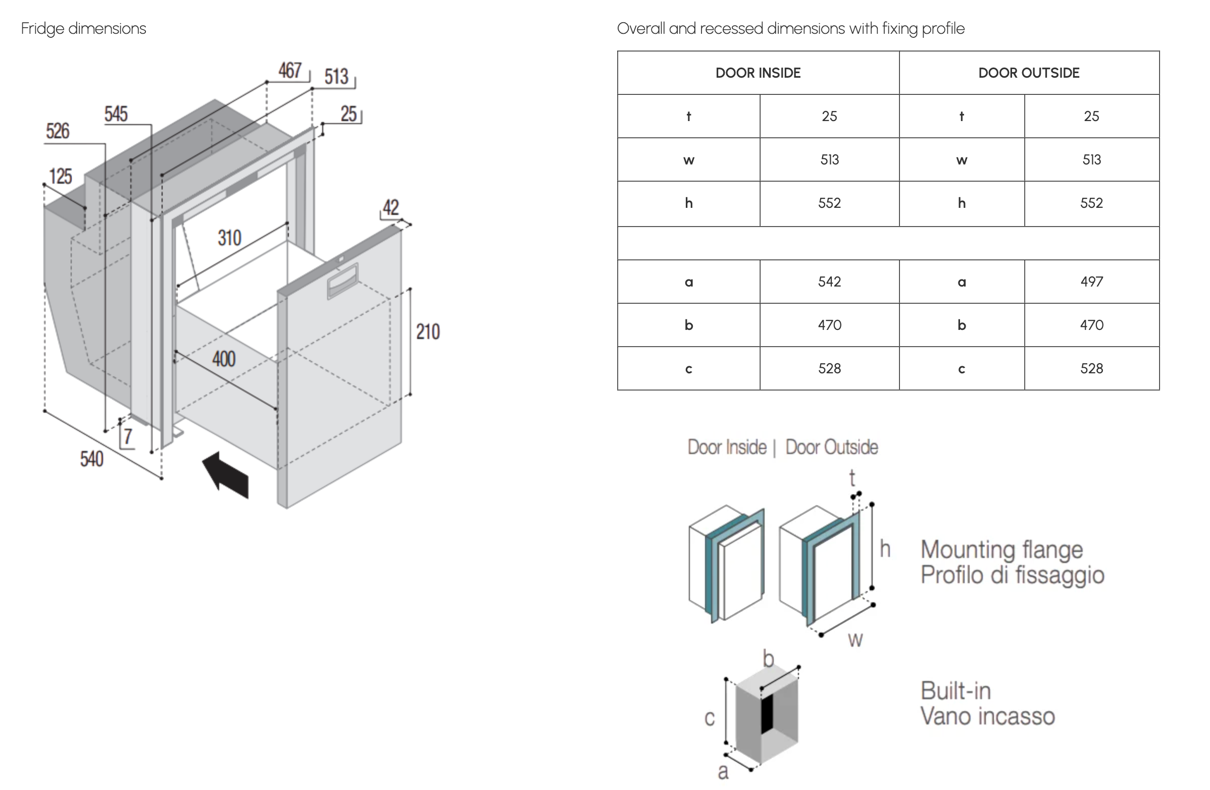 VITRIFRIGO DW62i OCX2 | Single-drawer fridge/freezer | Cool Unit / INT/ DC